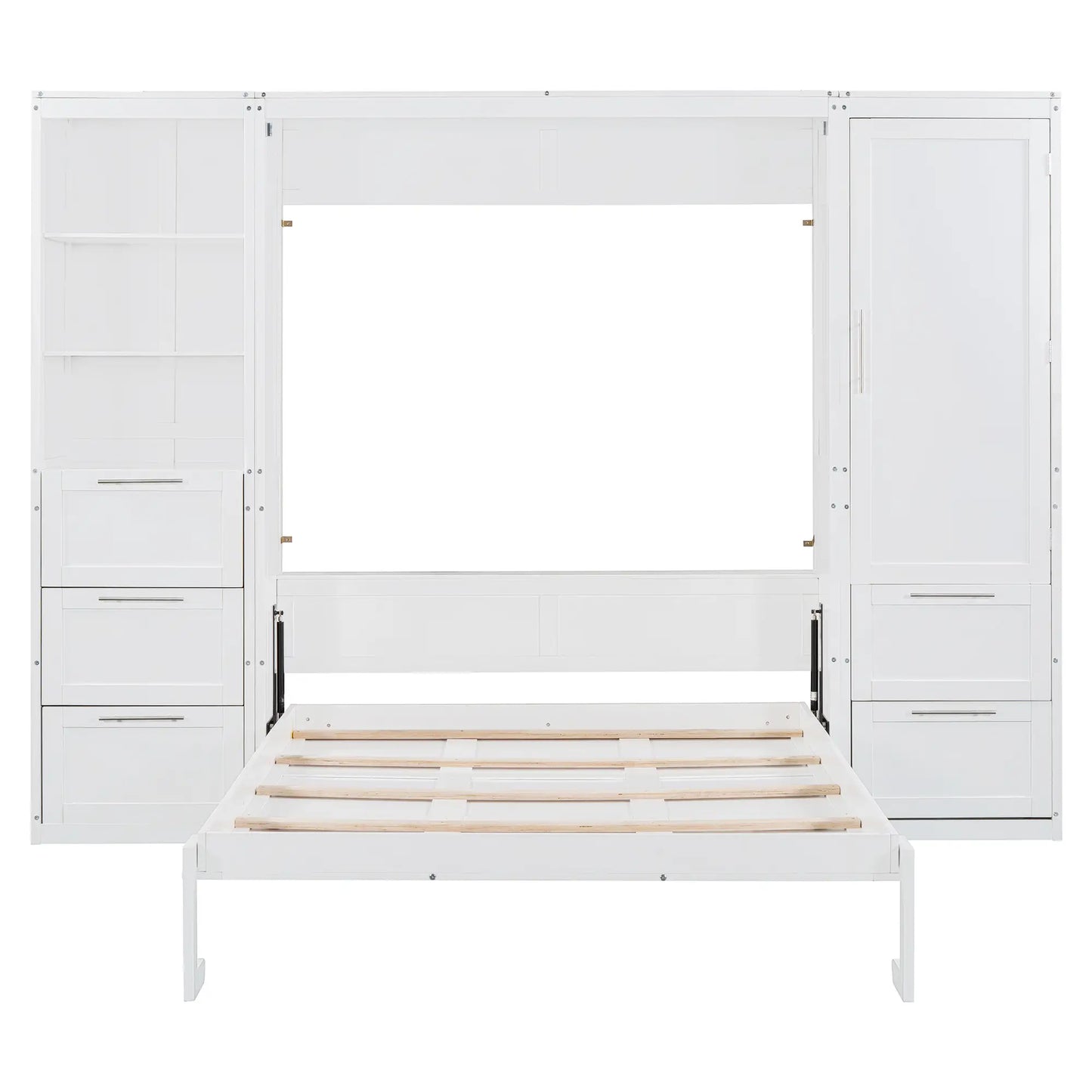 Murphy Bed with Storage, Space-Saving Wall Bed, 120" L x 20" W x 88.5" H, White Bed Frames White at Gallery Canada