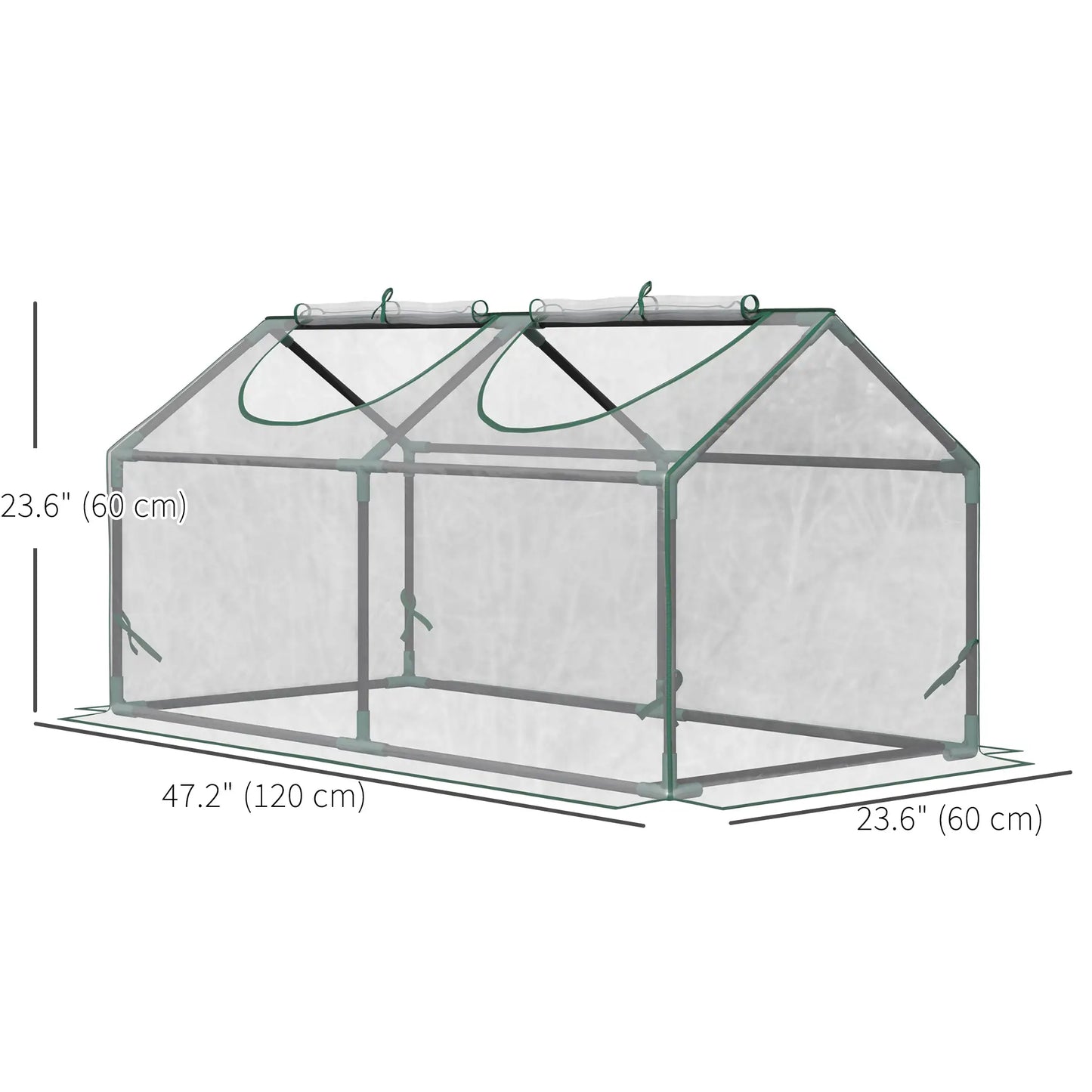 47" x 24" x 24" Mini Tunnel Greenhouse, Steel Frame, 2 Windows, Clear Greenhouses at Gallery Canada