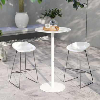 Round Bar Table for 2, Steel Frame, Easy Assembly, White Bar Tables at Gallery Canada
