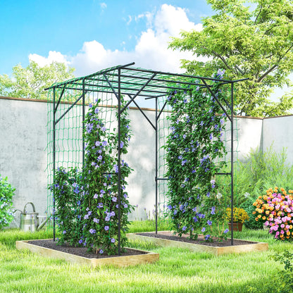 6.4FT Tall Metal Garden Arch Trellis, Plant Support With Climbing Net Plant Stands at Gallery Canada