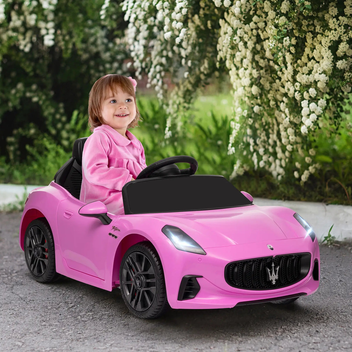 12V Kids Electric Car, Remote Control, LED Lights, Music, Horn, MP3, Pink