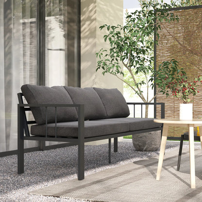 3-Seat Aluminum Outdoor Couch with Cushions, Wide Seat, Dark Grey Patio Chairs at Gallery Canada