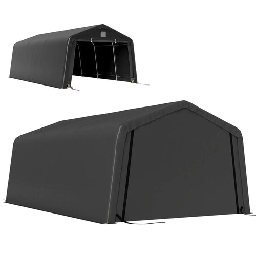 12' x 20' Portable Garage, Heavy Duty Carport Canopy, Black