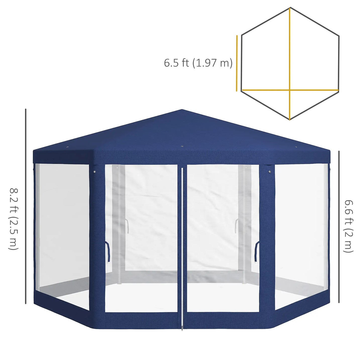 Hexagon Party Tent, Patio Gazebo with Netting, Blue Canopy Tents at Gallery Canada