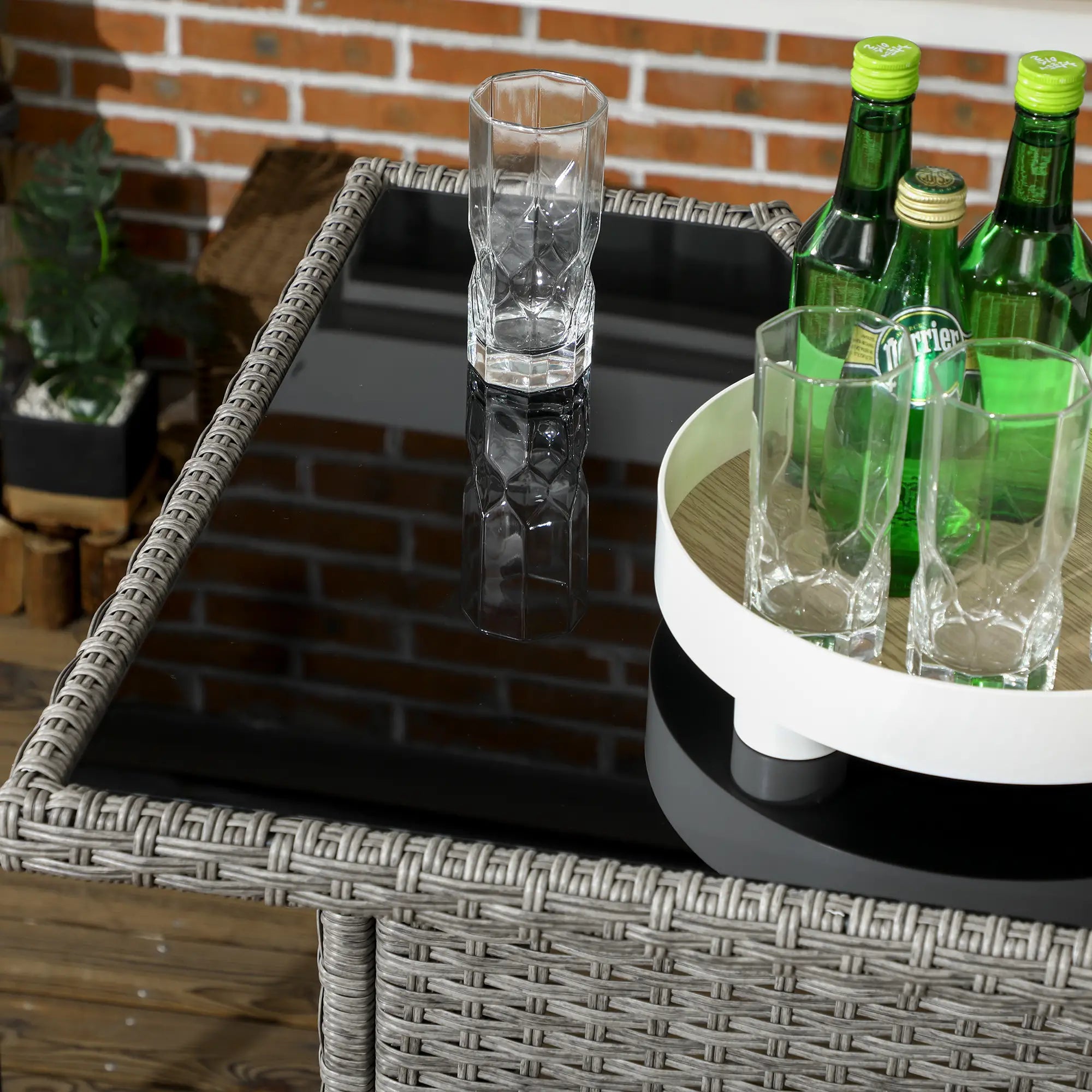 5 Pcs Patio Bar Set, Outdoor PE Rattan Wicker, 4 Chairs, Grey Bistro Sets at Gallery Canada