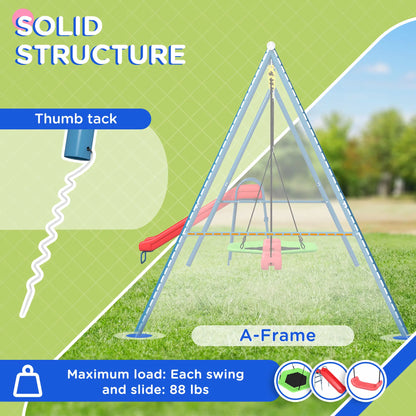 Metal Swing Set, 3 In 1 Design, Nest Swing, 2 Seats, Slide, 352 Lbs, Ages 3-8 Gym Sets & Swings at Gallery Canada