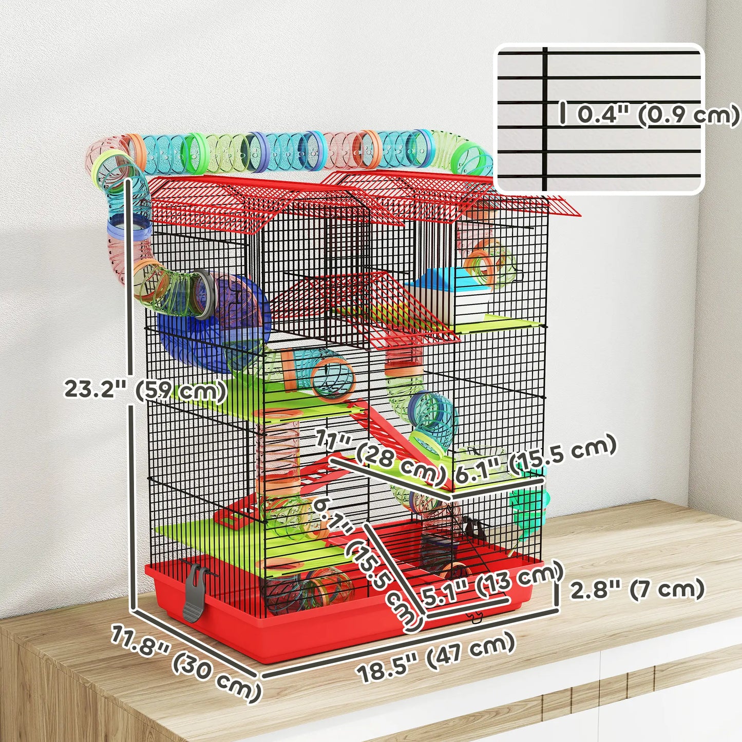 18.5" Hamster Cage, 5 Tiers, With Tunnel Tube System, Red Hamster Cages at Gallery Canada