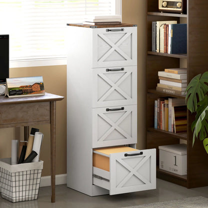 4 Drawer File Cabinet, Vertical Farmhouse Filing Cabinet, White Office Cabinets & Cupboards at Gallery Canada