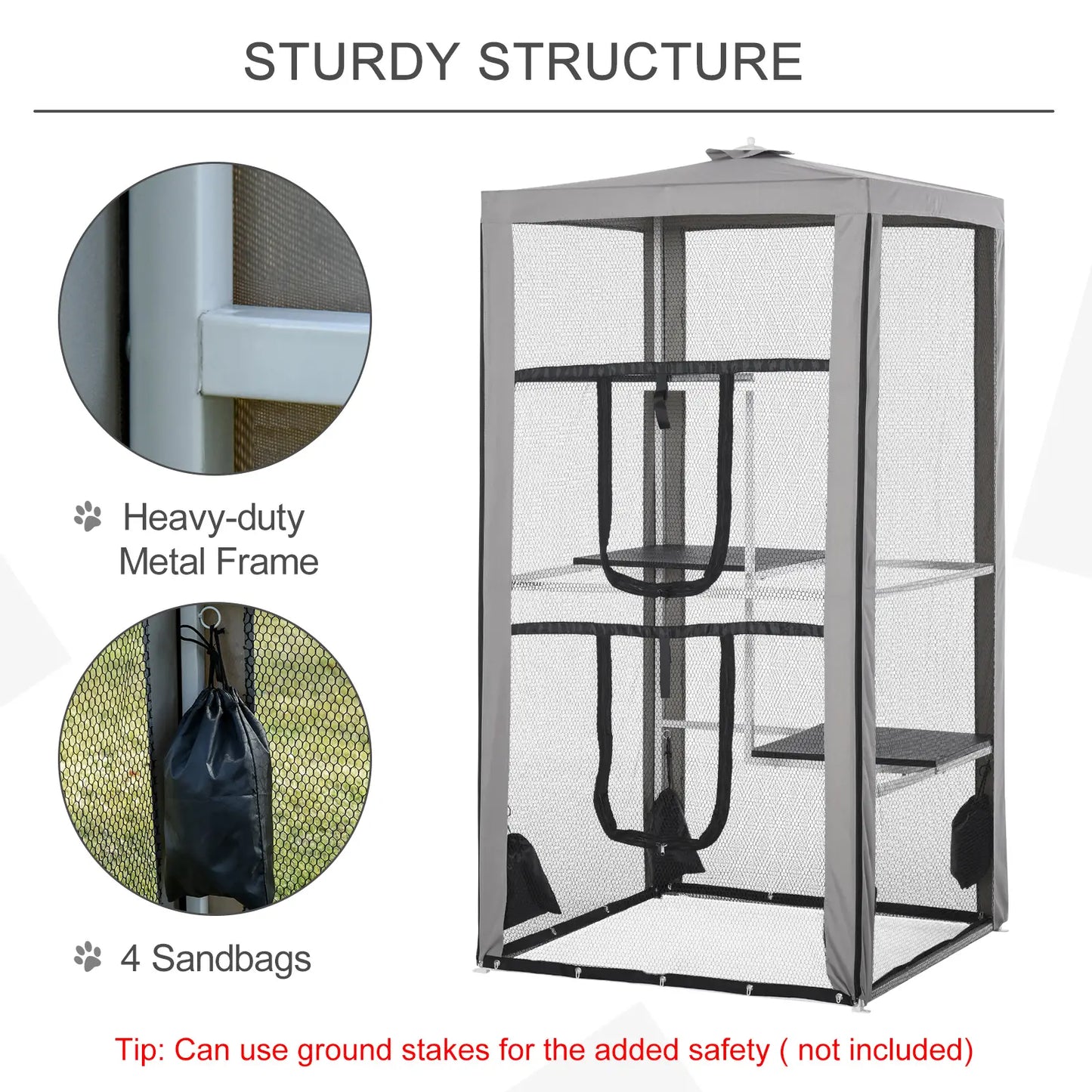 79" Cat Cage, Large Outdoor Kitten House, Indoor Pet Kennel, Grey Outdoor Cat Enclosures at Gallery Canada