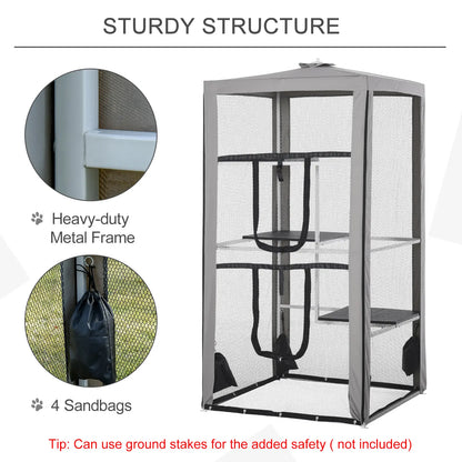 79" Cat Cage, Large Outdoor Kitten House, Indoor Pet Kennel, Grey Outdoor Cat Enclosures at Gallery Canada
