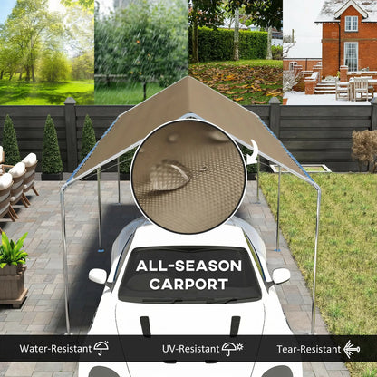 10' x 20' Carport, Heavy Duty Galvanized Canopy, Khaki Car Shelters at Gallery Canada