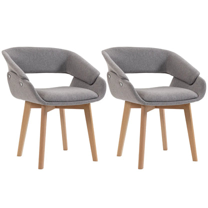 Linen Fabric Dining Chairs Set of 2, Light Grey