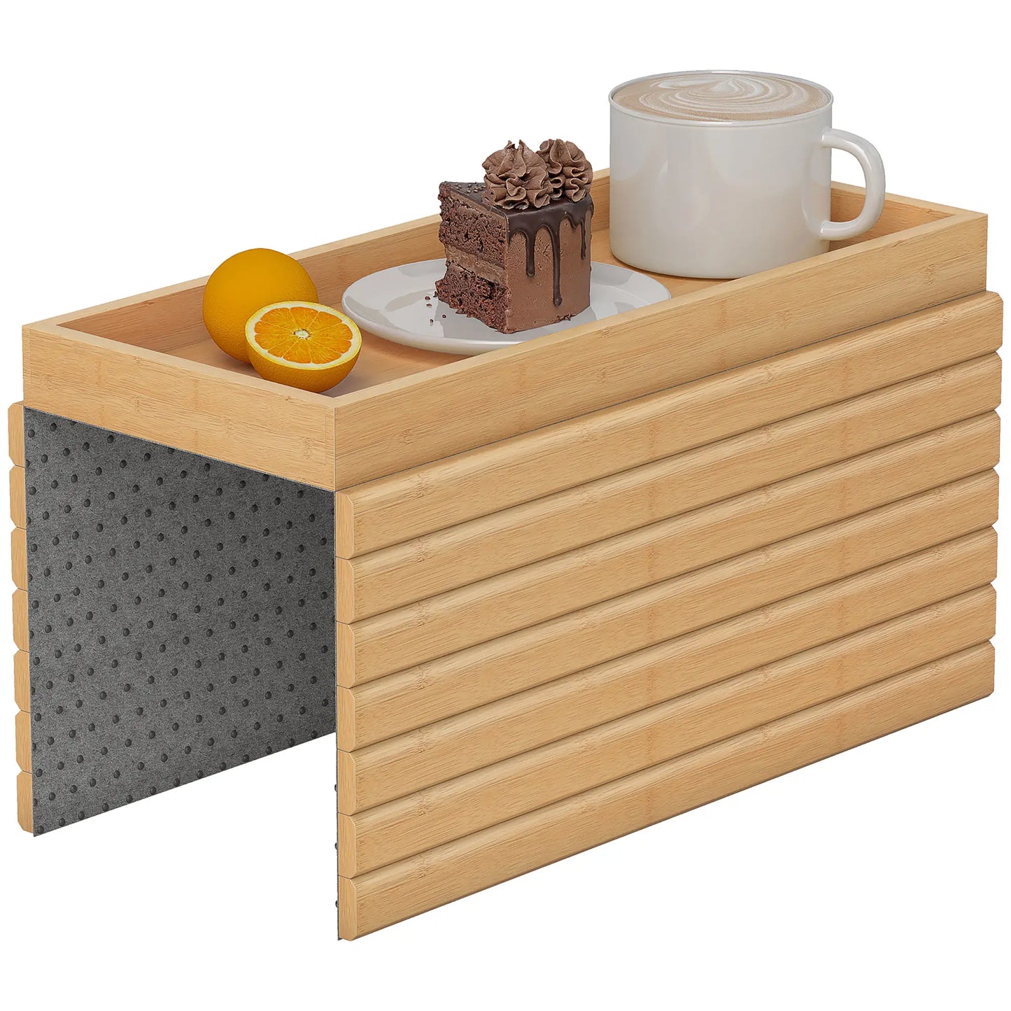 Bamboo Couch Arm Tray, Flexible Roll-up Design, Wide Compartment, Natural Living Room Furniture Natural at Gallery Canada