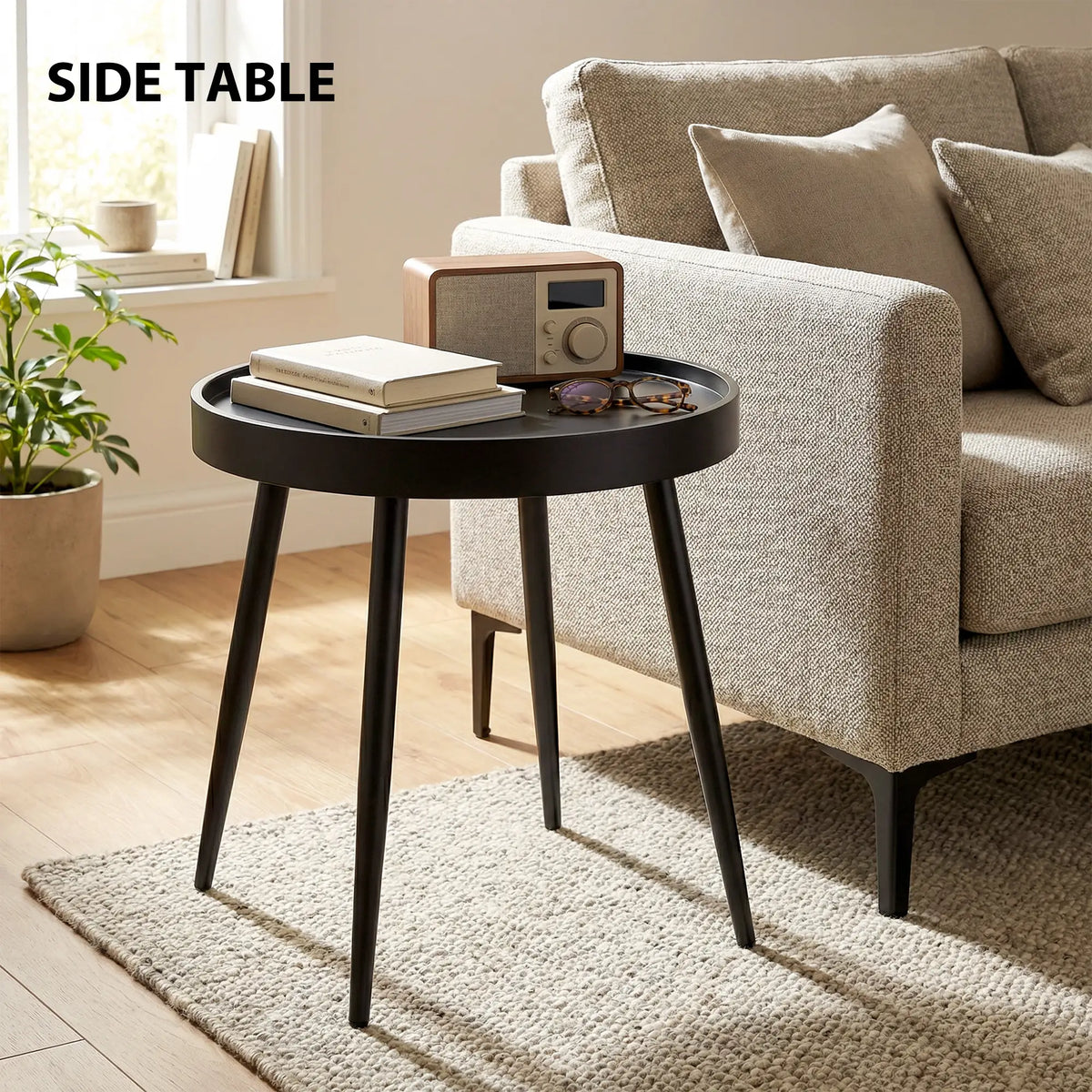 19.5" Round Patio Table, Small Outdoor Coffee Side Table, Black Patio Side Tables at Gallery Canada