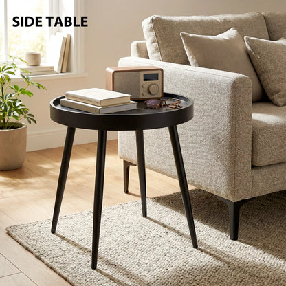 19.5" Round Patio Table, Small Outdoor Coffee Side Table, Black Patio Side Tables at Gallery Canada