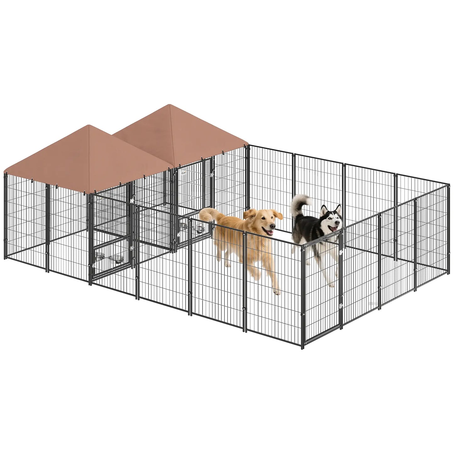 Large Outdoor Dog Kennel, 2 Rooms, Rotating Bowls, 13.5' x 9.4' x 5.1' Houses, Kennels & Pens at Gallery Canada