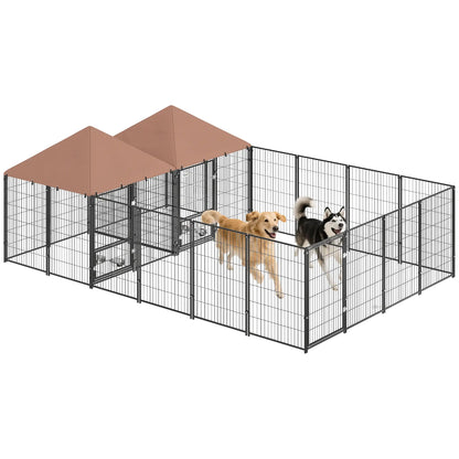 Large Outdoor Dog Kennel, 2 Rooms, Rotating Bowls, 13.5' x 9.4' x 5.1' Houses, Kennels & Pens at Gallery Canada