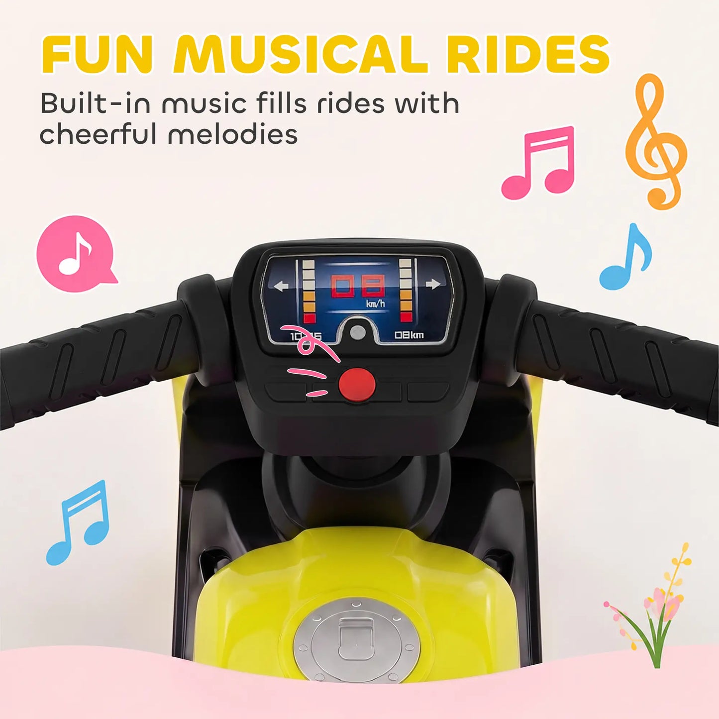 Vélo d'équilibre avec musique, pneus larges, vert