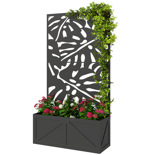 Metal Raised Garden Bed With Trellis, Freestanding Or Wall Mounted Galvanized Planter Boxes Black at Gallery Canada