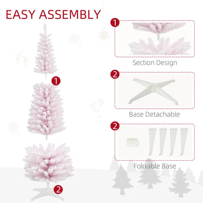 7ft Flocked Pencil Christmas Tree, Realistic Branches, Pink Flocked Christmas Trees at Gallery Canada