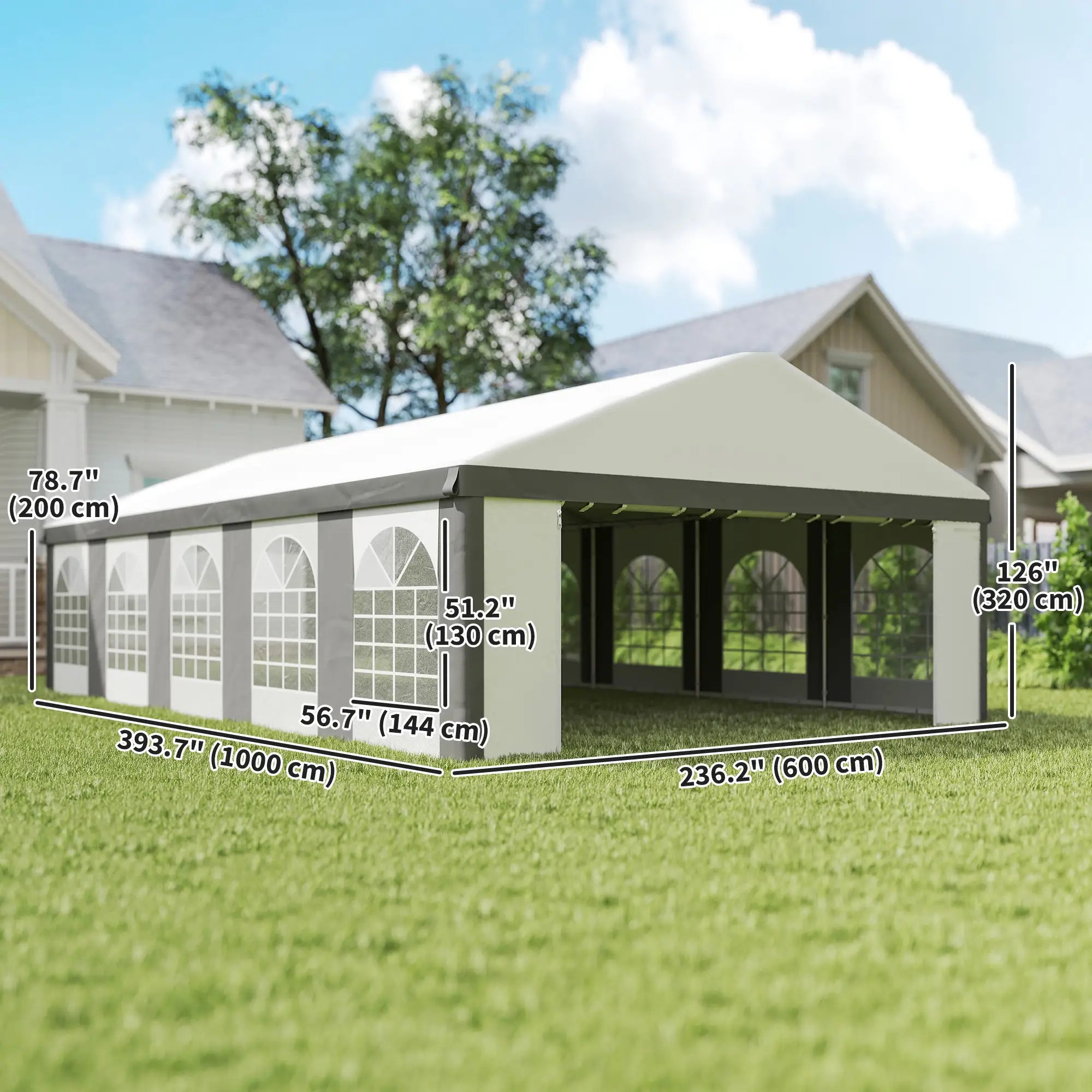 20'x33' Heavy Duty Party Tent, Portable Garage Canopy, Grey Canopy Tents at Gallery Canada