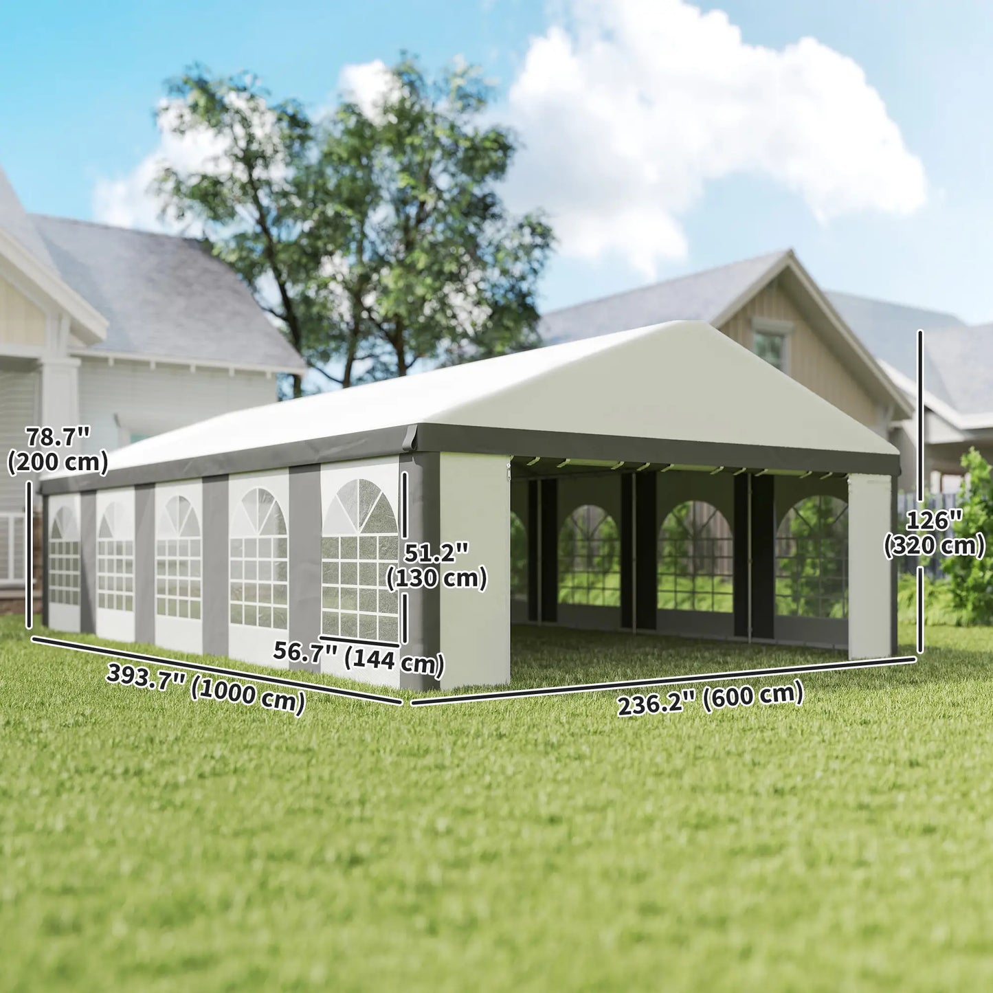 20'x33' Heavy Duty Party Tent, Portable Garage Canopy, Grey Canopy Tents at Gallery Canada