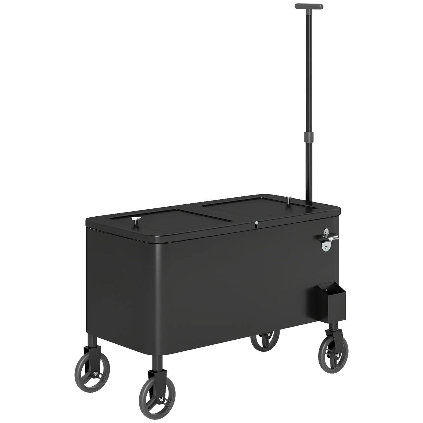 80-Qt Outdoor Cooler Cart, Rolling Ice Chest, Adjustable Handle, Wheels, Black Cooler Boxes Black at Gallery Canada