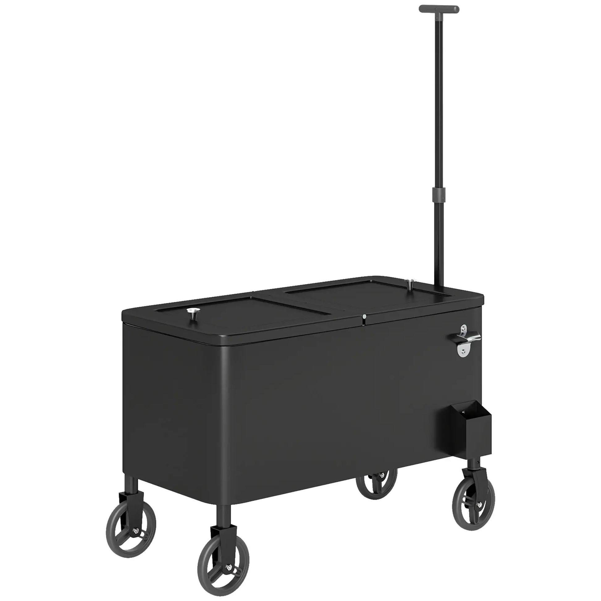 80-Qt Outdoor Cooler Cart, Rolling Ice Chest, Adjustable Handle, Wheels, Black Cooler Boxes Black at Gallery Canada