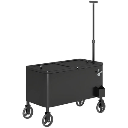 80-Qt Outdoor Cooler Cart, Rolling Ice Chest, Adjustable Handle, Wheels, Black Cooler Boxes Black at Gallery Canada