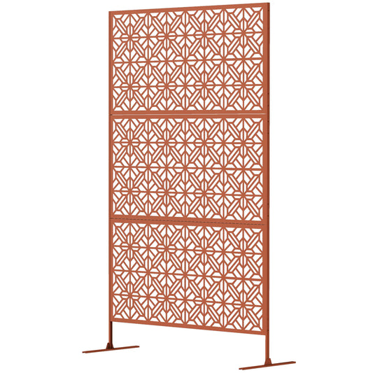 Outdoor Privacy Panel, Freestanding Metal Divider, Garden, Backyard, Deck, Brown Side Awnings Brown at Gallery Canada