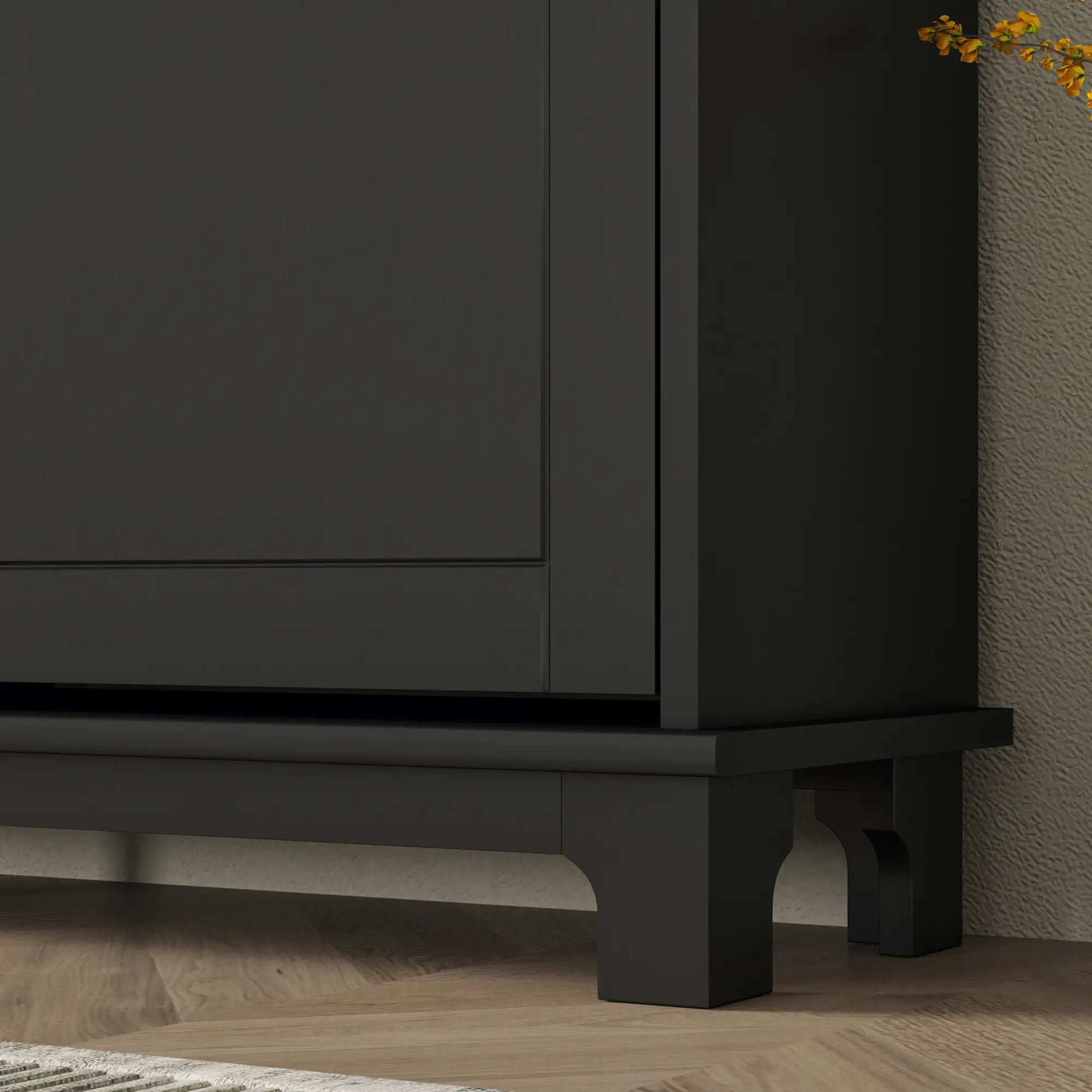 Modern Shoe Storage Cabinet, 4 Flip Drawers, Adjustable Shelves, 5 Legs, Black Shoe Storage Cabinets & Racks at Gallery Canada