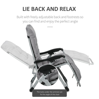 Folding Garden Chairs, Set of 2, Reclining Zero Gravity, Dark Grey Lounger Chairs at Gallery Canada