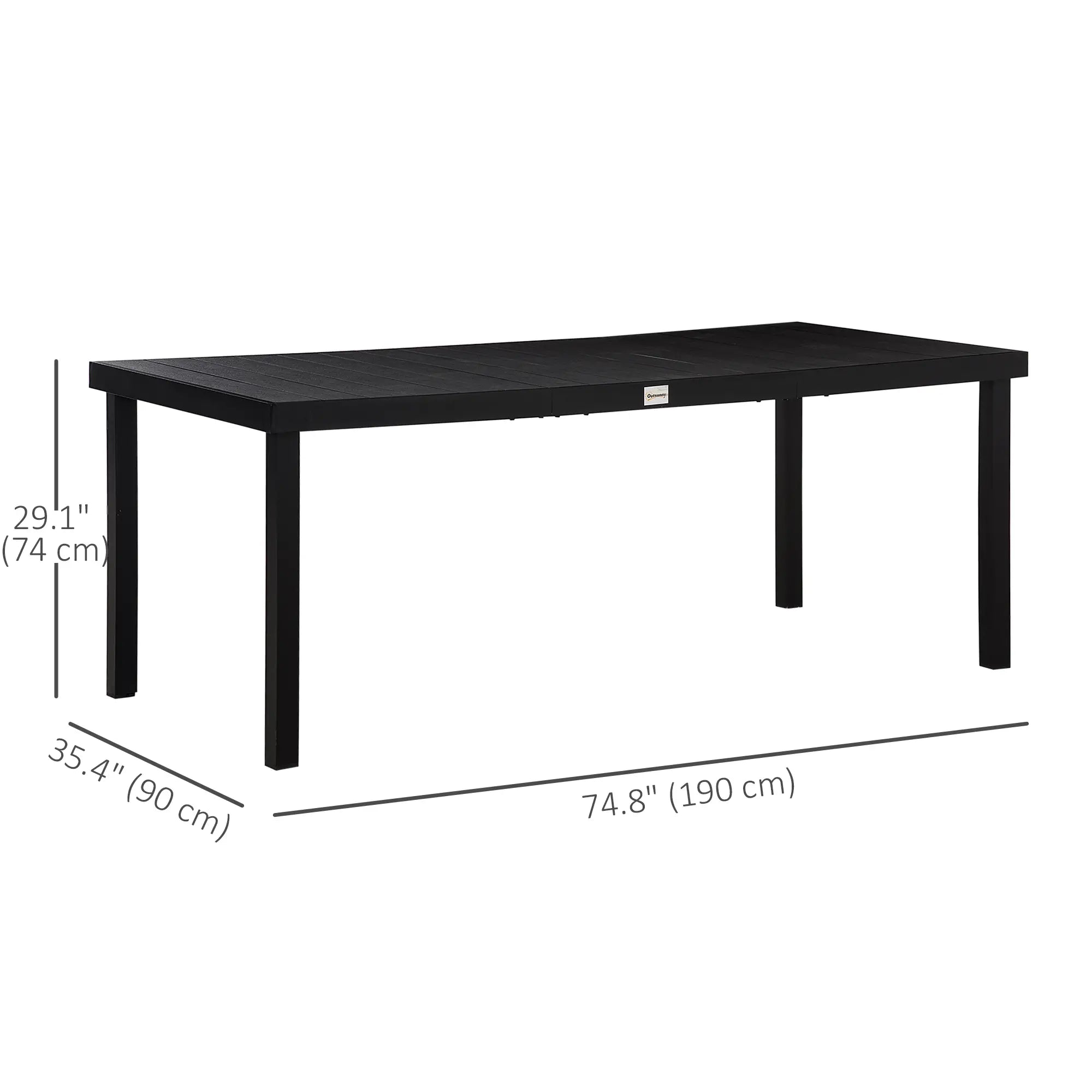 Rectangular Aluminum Patio Dining Table for 8, Black Patio Dinning Tables at Gallery Canada