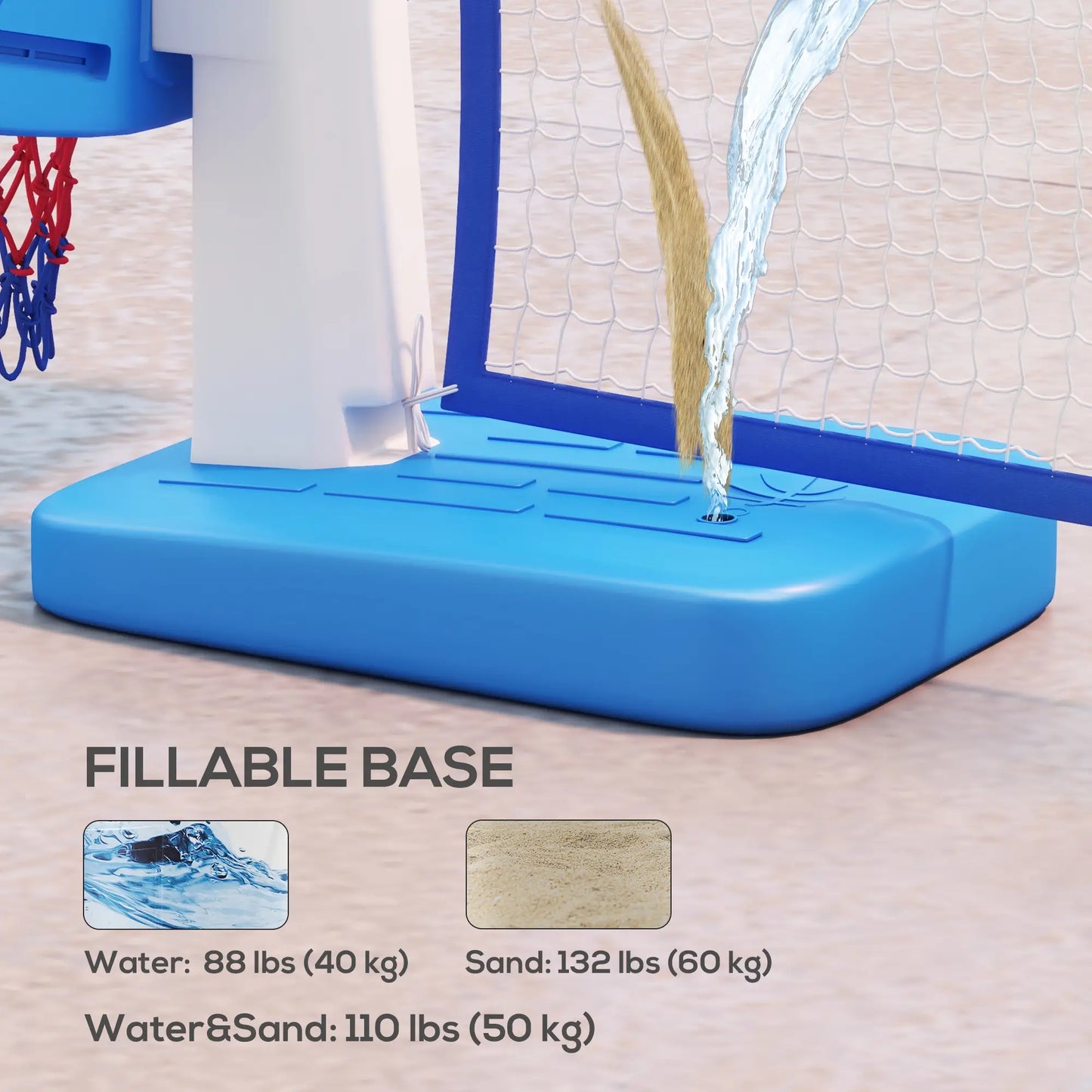 2-in-1 Pool Basketball Hoop and Volleyball Set, Portable with Fillable Base Basketball at Gallery Canada