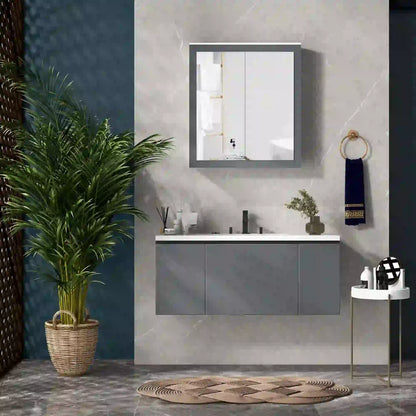 Wall Mounted Bathroom Mirror Cabinet, Double Doors, Adjustable Shelves, White Mirror Medicine Cabinets at Gallery Canada