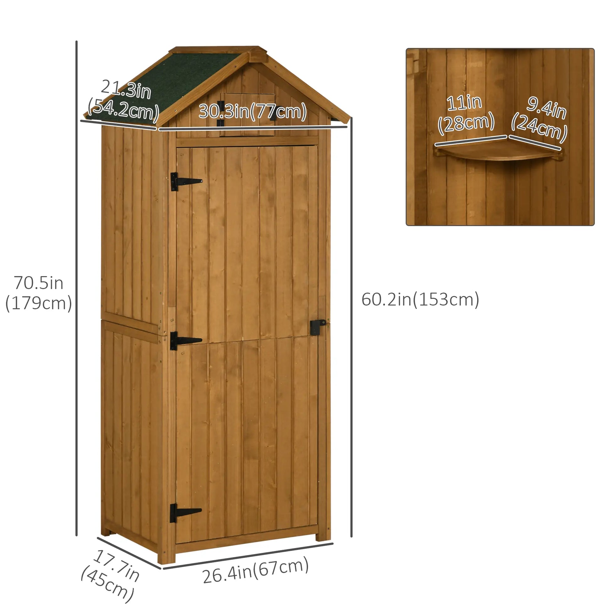 30" x 21" x 71" Garden Storage Shed, Outdoor Tool House, 3 Tier Shelves, Brown Sheds at Gallery Canada