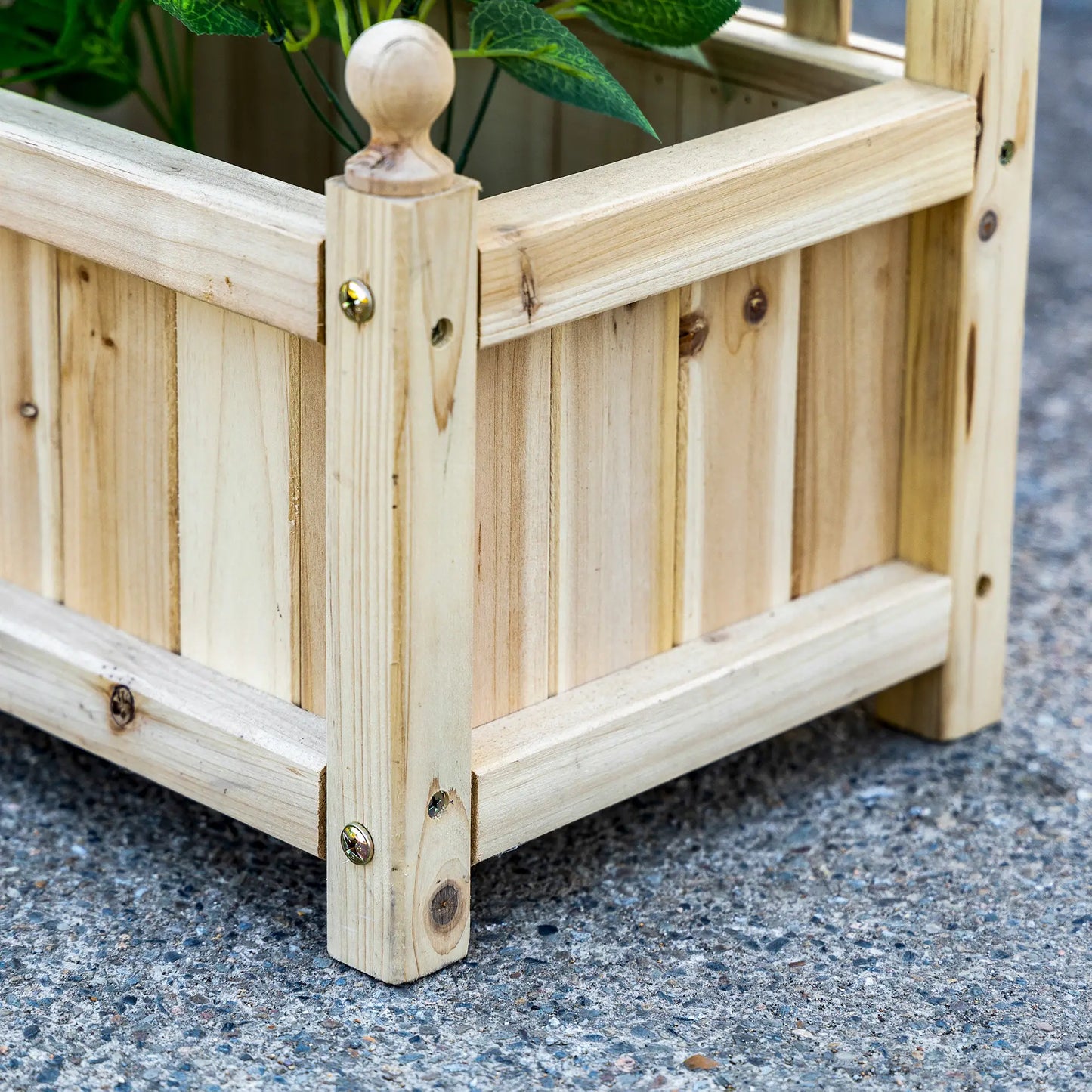 Raised Garden Bed With Trellis, Wood Planter Box, 25.2" x 11" x 47.2" Natural Wood Raised Garden Beds at Gallery Canada