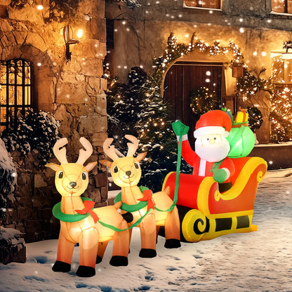 8ft Santa Claus Inflatable with Sleigh, Reindeer, LED Lights Christmas Inflatables at Gallery Canada