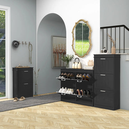 Shoe Storage Cabinet, 2 Flip Drawers, Adjustable Shelves, 10 Pairs, Black Shoe Storage Cabinets & Racks at Gallery Canada