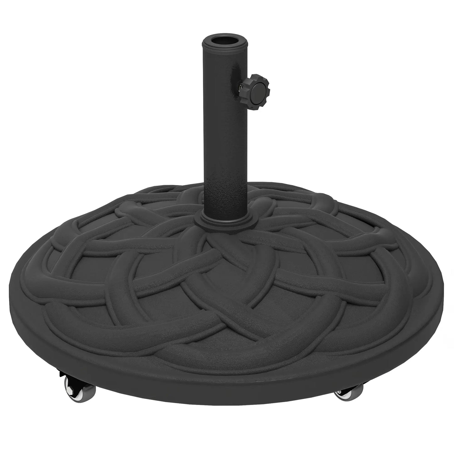 Round Patio Umbrella Base With Wheels, 44 Lbs Resin Stand, 1.3"/1.5"/1.9" Poles, Black Umbrella Bases Black at Gallery Canada