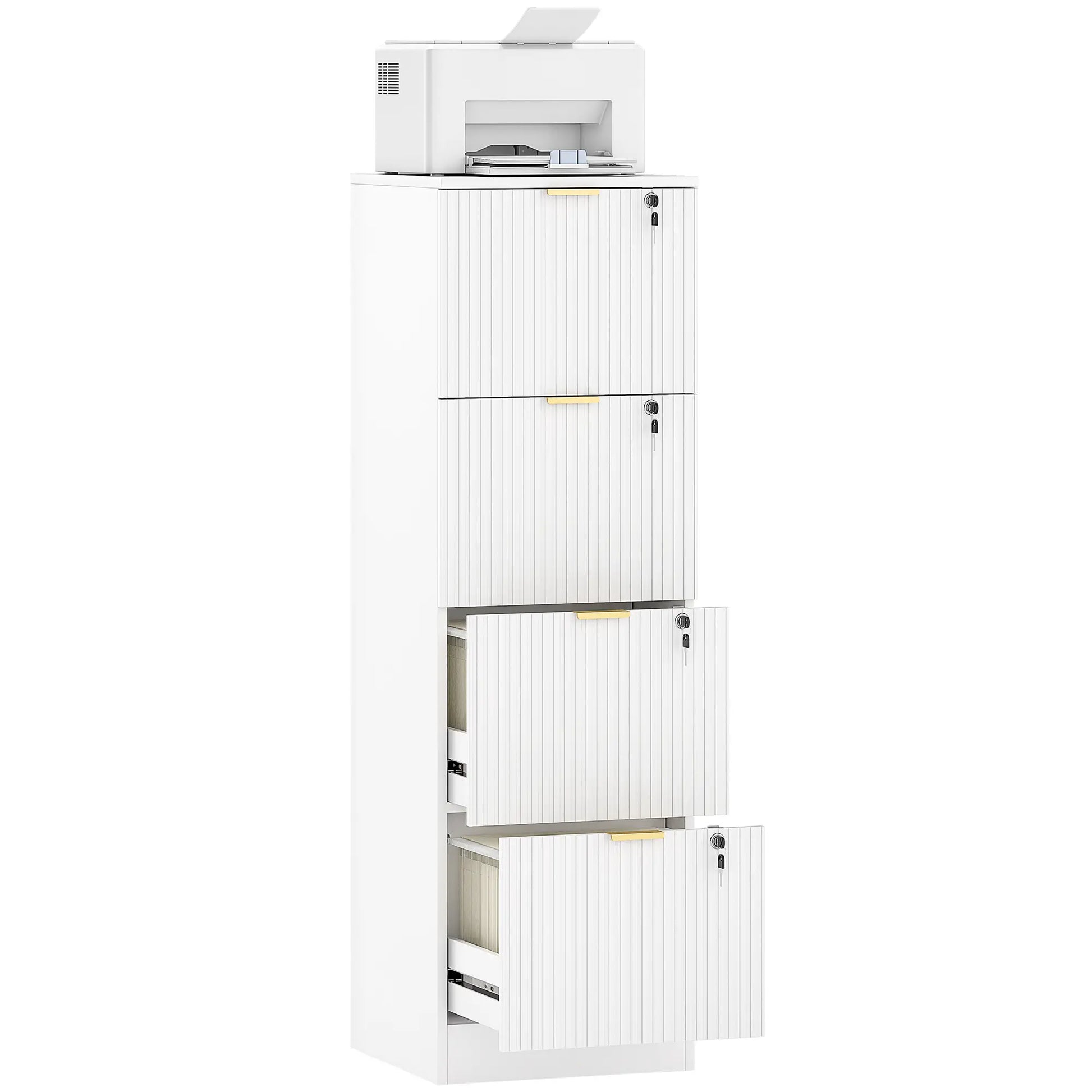 Lockable Filing Cabinet, 4 Drawers, Adjustable Hanging Rails, White Office Cabinets & Cupboards at Gallery Canada