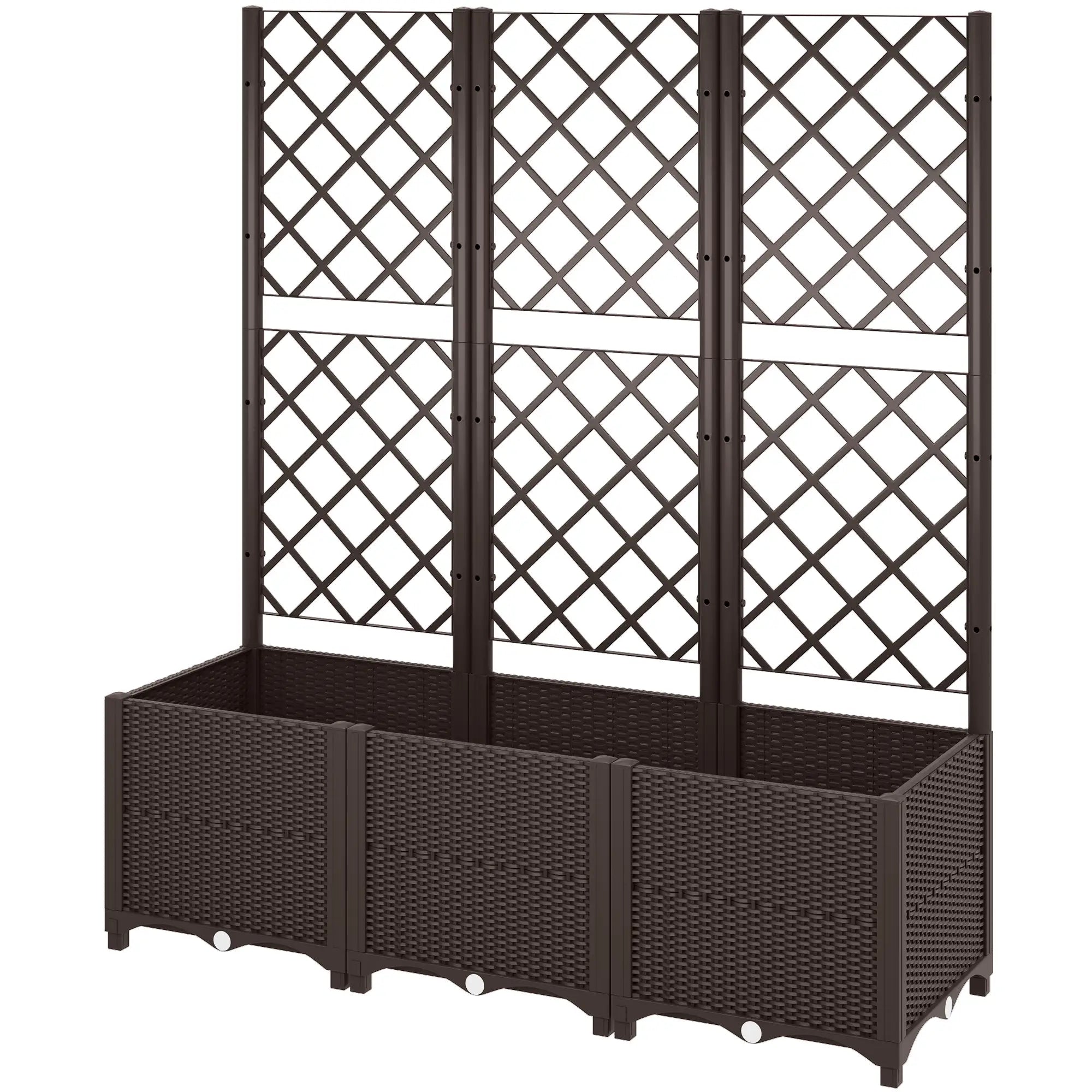 Raised Garden Bed With Trellis, Plastic With Drainage Holes And Plugs Raised Garden Beds Brown at Gallery Canada