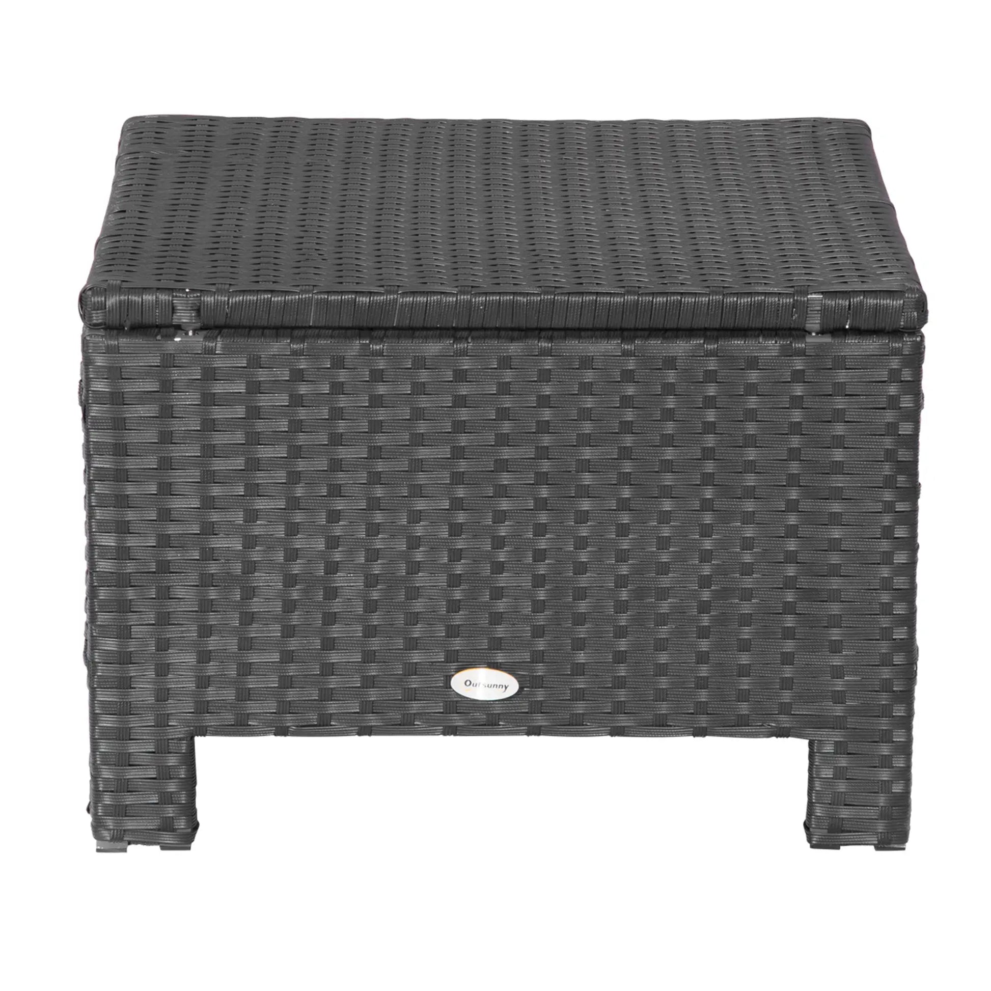 Patio Rattan Ottoman, Outdoor Wicker Footrest with Cushion, White Patio Furniture Sets at Gallery Canada