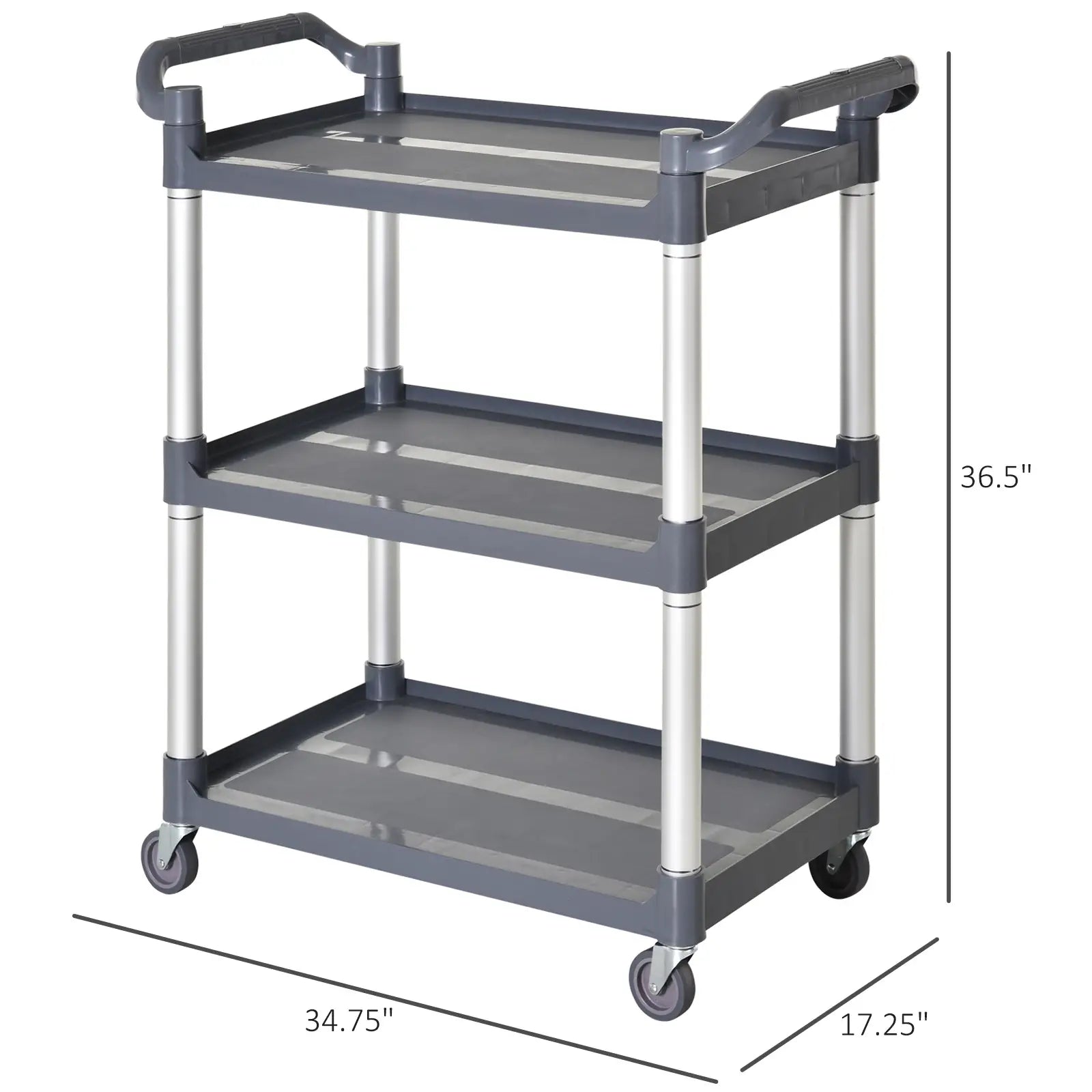 3-Tier Utility Cart, 3 Shelves, Rolling Storage Trolley, Silver Grey Kitchen Islands & Kitchen Carts at Gallery Canada