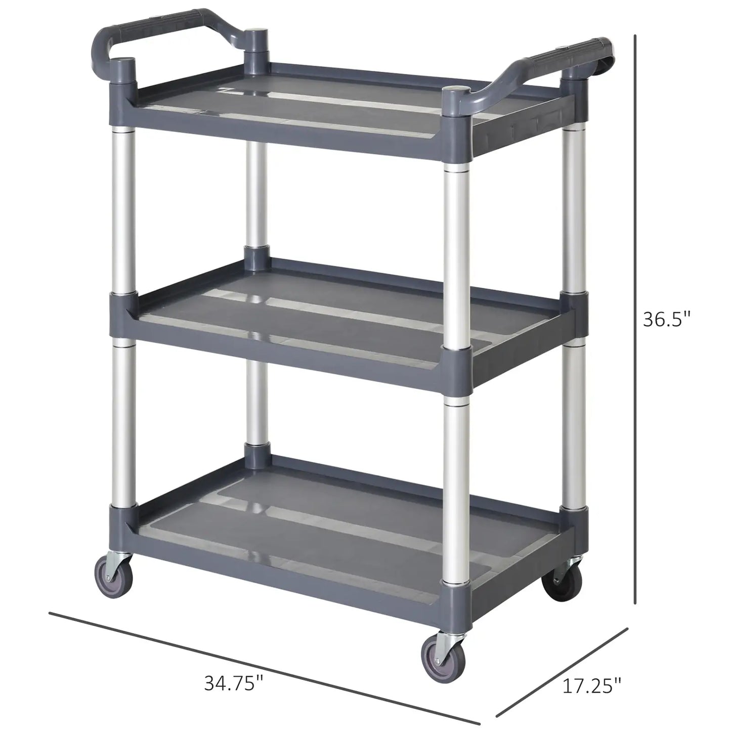 3-Tier Utility Cart, 3 Shelves, Rolling Storage Trolley, Silver Grey Kitchen Islands & Kitchen Carts at Gallery Canada