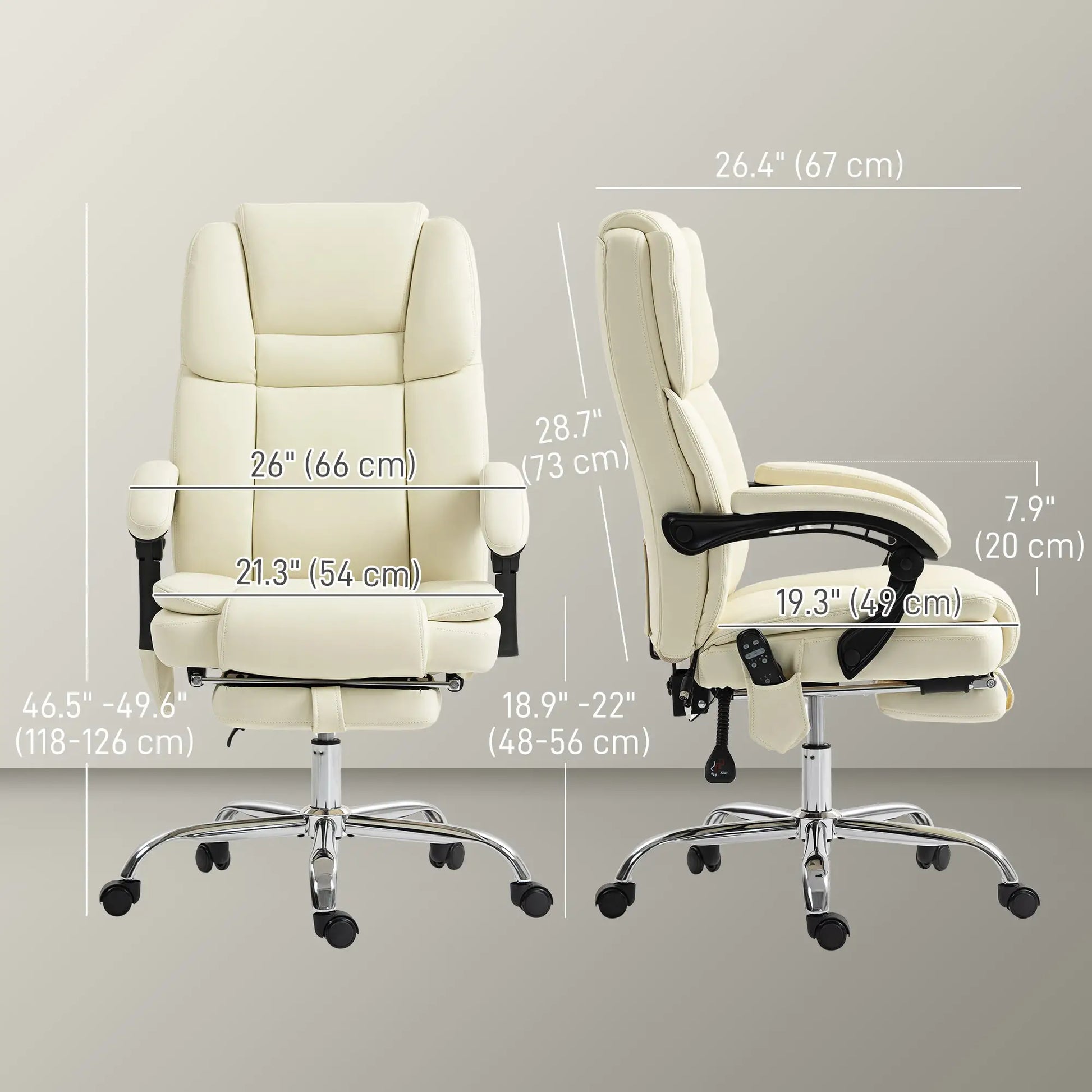Reclining Massage Office Chair, 6-Point Vibration, Footrest, High Back, White Massage Chairs at Gallery Canada