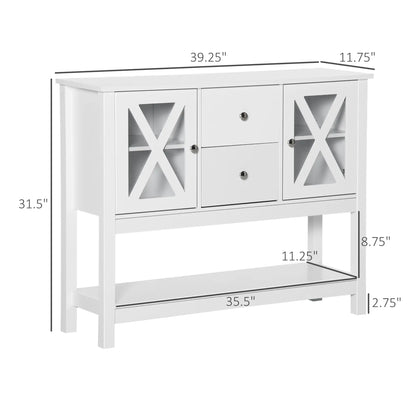 Modern Sideboard, Glass Door Buffet Cabinet, Adjustable Shelves, White Bar Cabinets at Gallery Canada