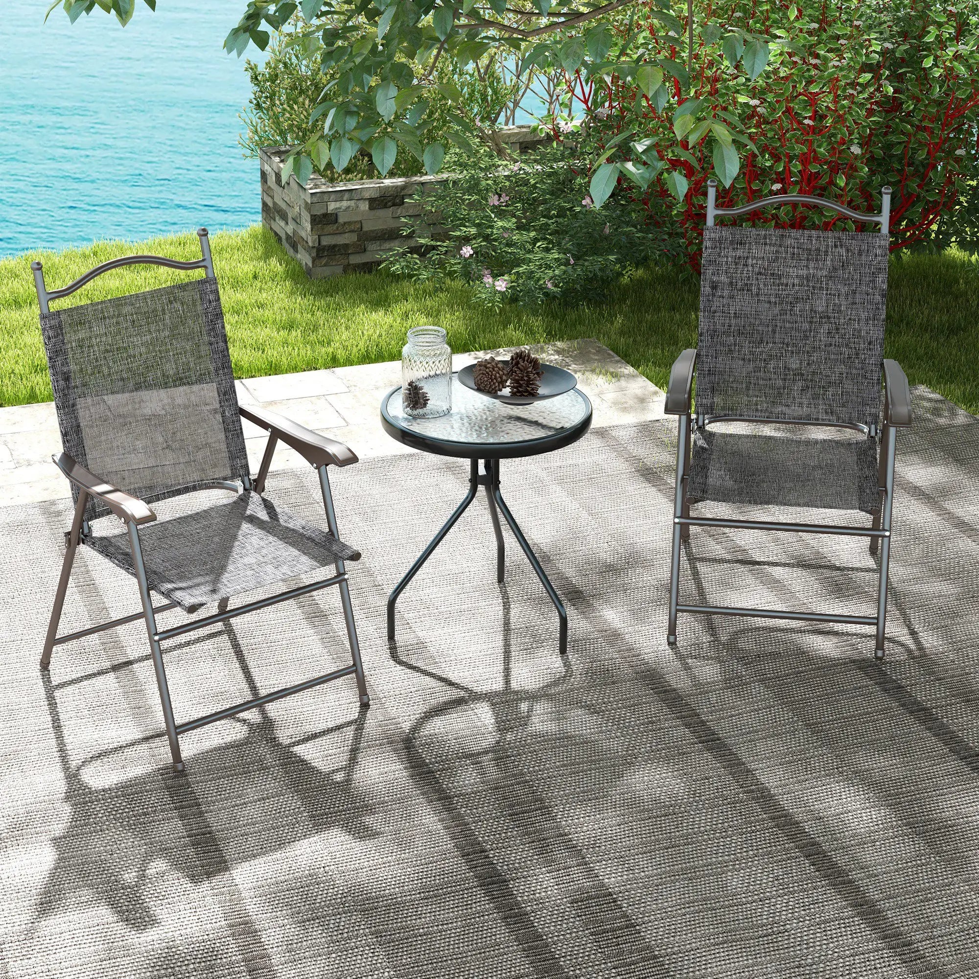 2 Folding Camping Chairs, Mesh Fabric Seat, Armrest, Lawn Sports Chairs Patio Chairs at Gallery Canada