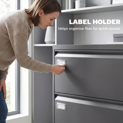 2 Drawer Lateral Filing Cabinet, Lockable Steel, A4 Letter Legal Size, Black Office Cabinets & Cupboards at Gallery Canada