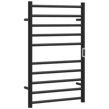 Wall Mounted Heated Towel Rack, 10-Bar Electric Warmer, Adjustable Temperature Bath Accessories Black at Gallery Canada
